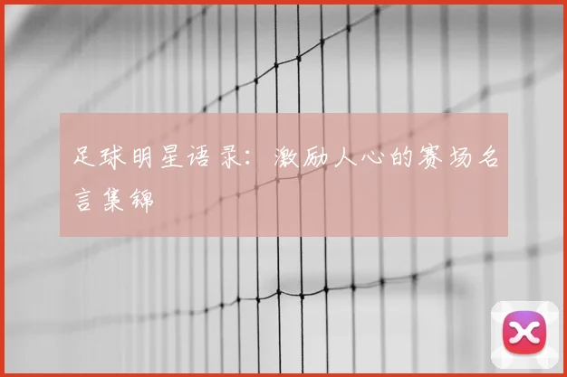 足球明星语录：激励人心的赛场名言集锦